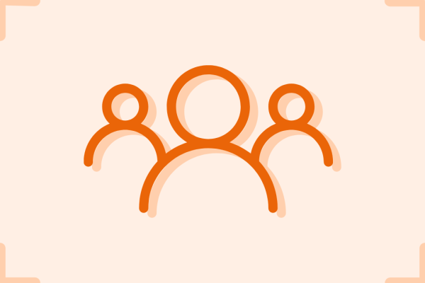 Icon von drei stilisierten Personen als Symbol für Team.