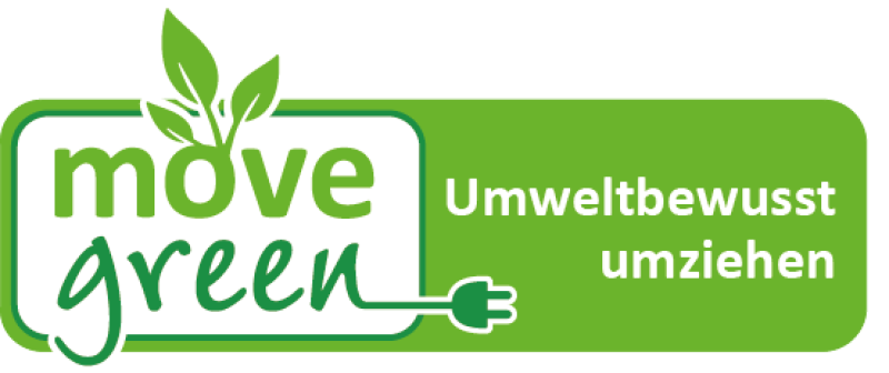 Move‑Green‑Logo mit grüner Schrift, Blättern über dem Wort ‚move‘ und einem stilisierten Elektrostecker als Teil des Wortes ‚green‘.