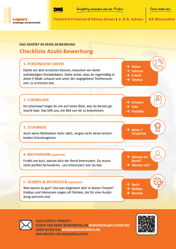Grafik: Checkliste für die Azubi‑Bewerbung der Unternehmensgruppe.